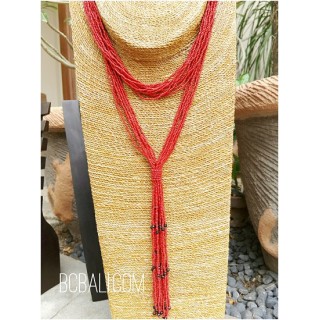 multiple strand beads red necklaces double wrist 